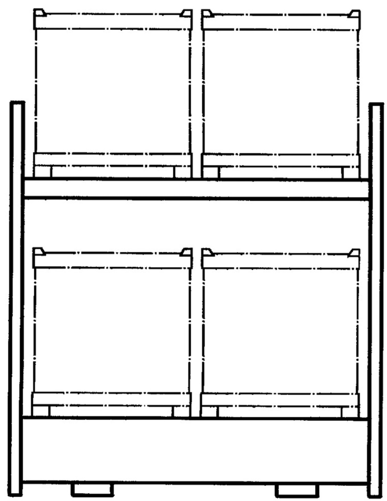 Regal za shranjevanje IBC posod K4-I z 2 nivoji za 4x IBC po 1000 l