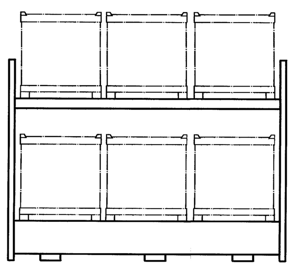 Razširitveni element-regal za shranjevanje IBC posod K6-I z 2 nivoji za 6x IBC po 1000 l