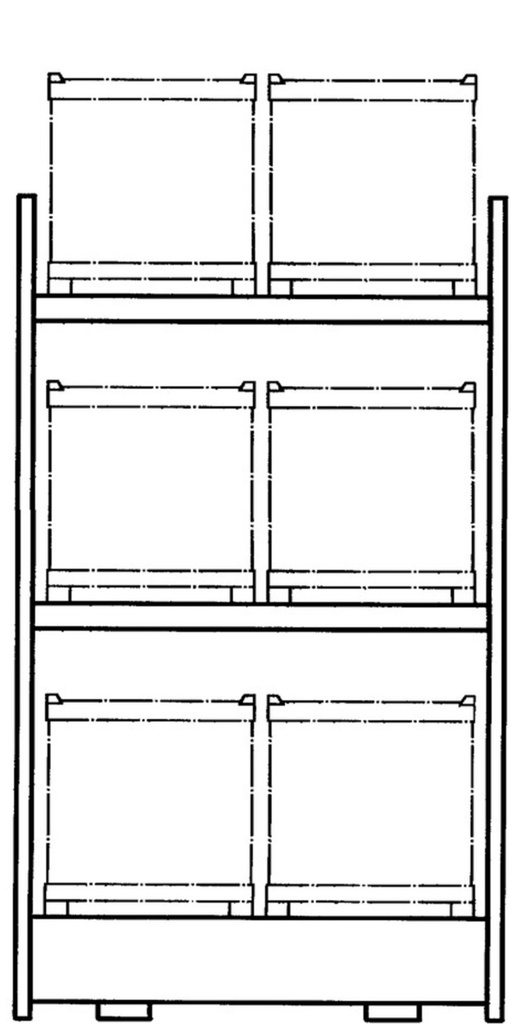 Razširitveni element-regal za shranjevanje IBC posod K6-I z 3 nivoji za 6x IBC po 1000 l