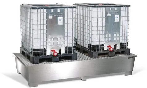 Pro line Lovilna- prestrezna posoda INOX | 2 IBC | galvanizirana rešetka